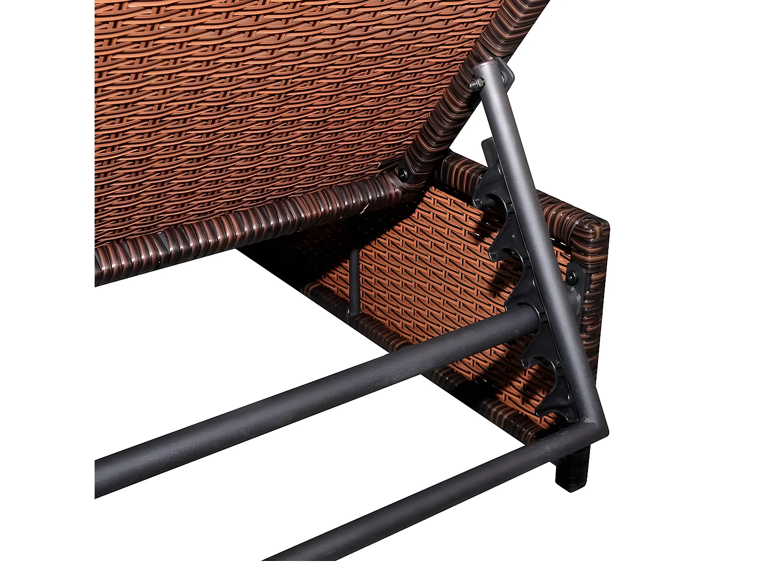 Set de 2 chaises et 1 table tissu blanc et résine marron Toani