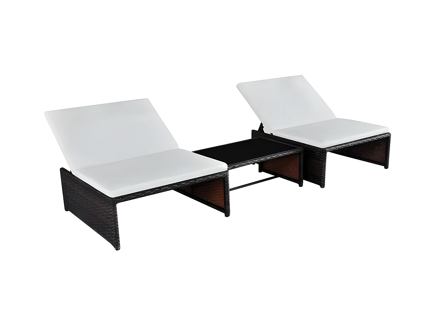 Set de 2 chaises et 1 table tissu blanc et résine marron Toani