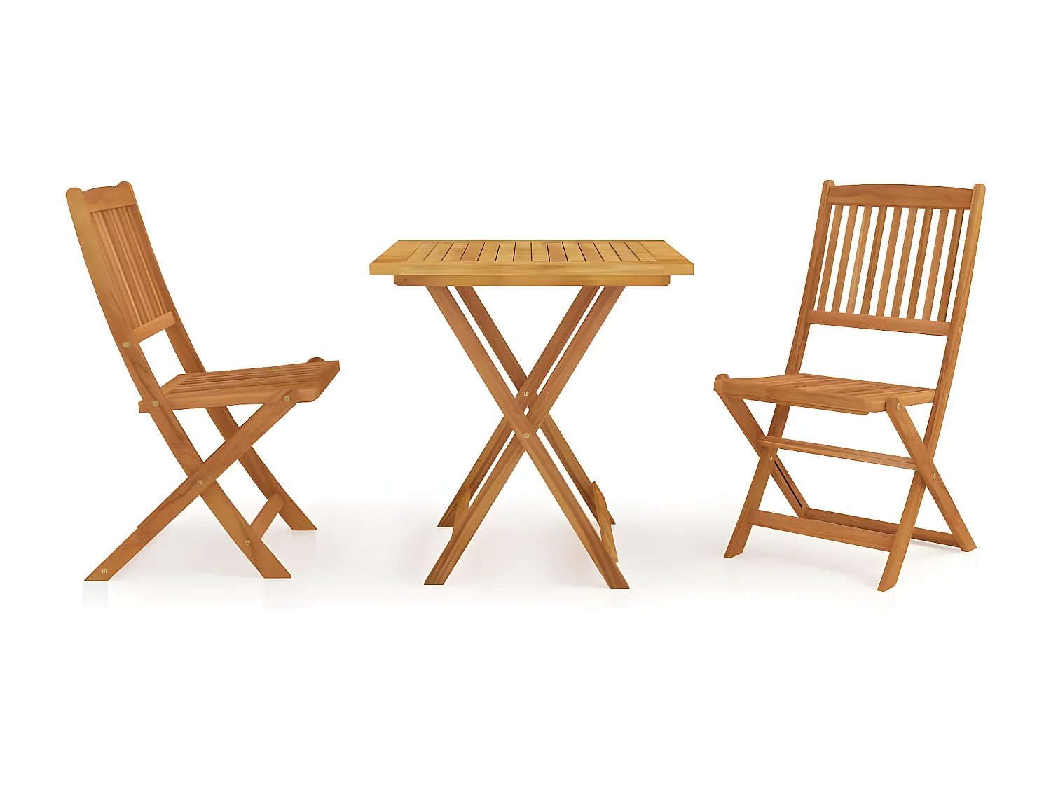 Mobilier à dîner de jardin pliable 3 pcs Bois d'acacia solide 2