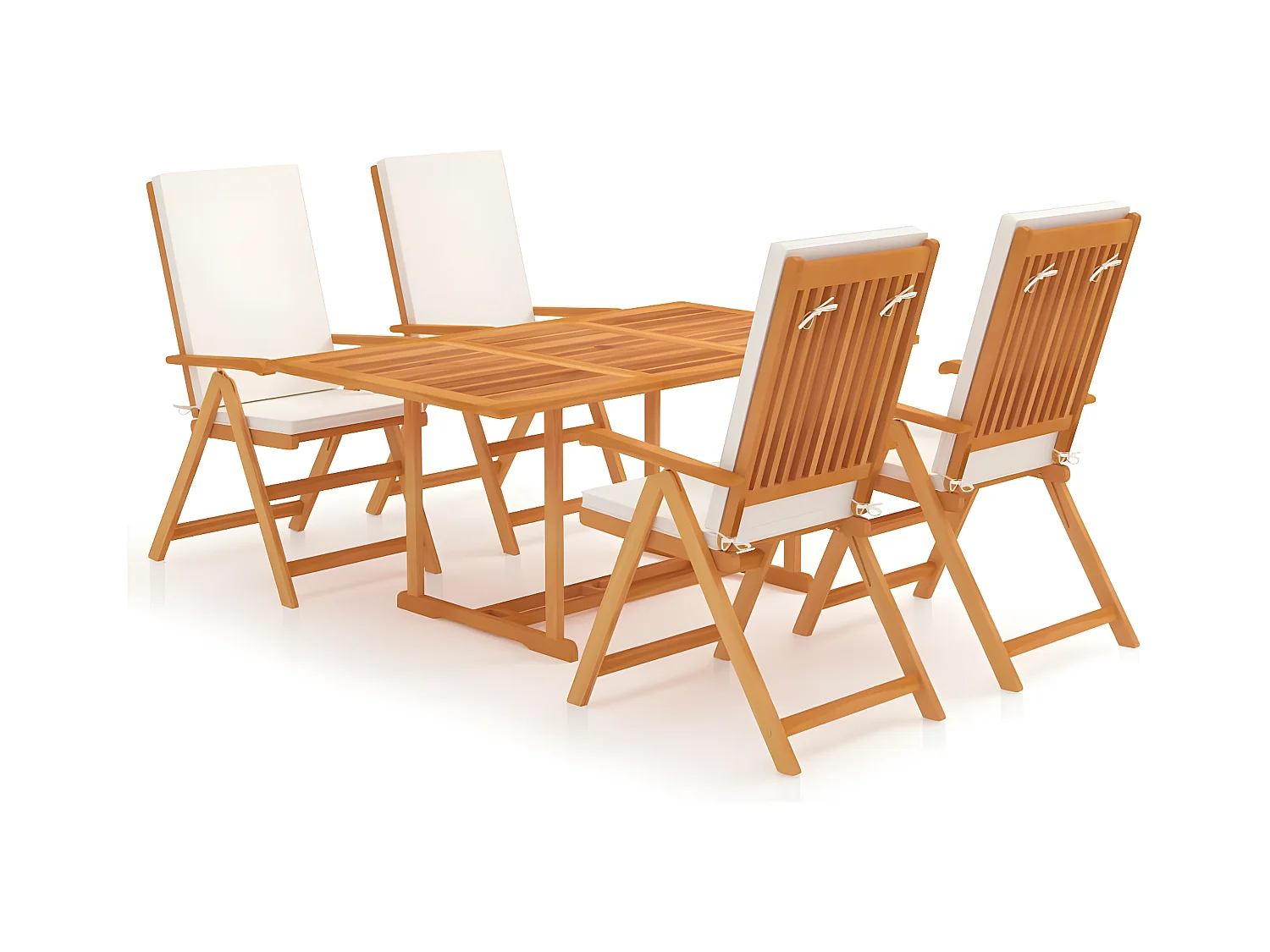 Salon de jardin 5 pcs avec coussins Bois de teck massif