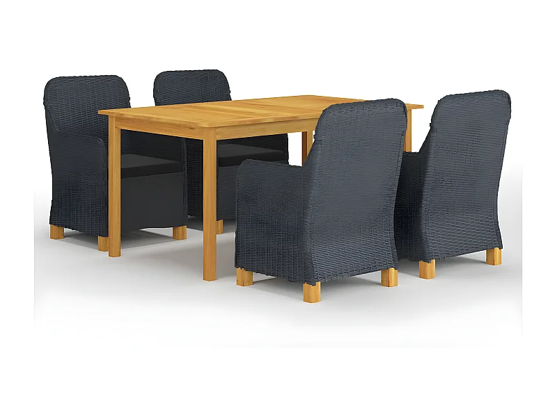 Ensemble de salle à manger de jardin 5 pcs Gris foncé 17