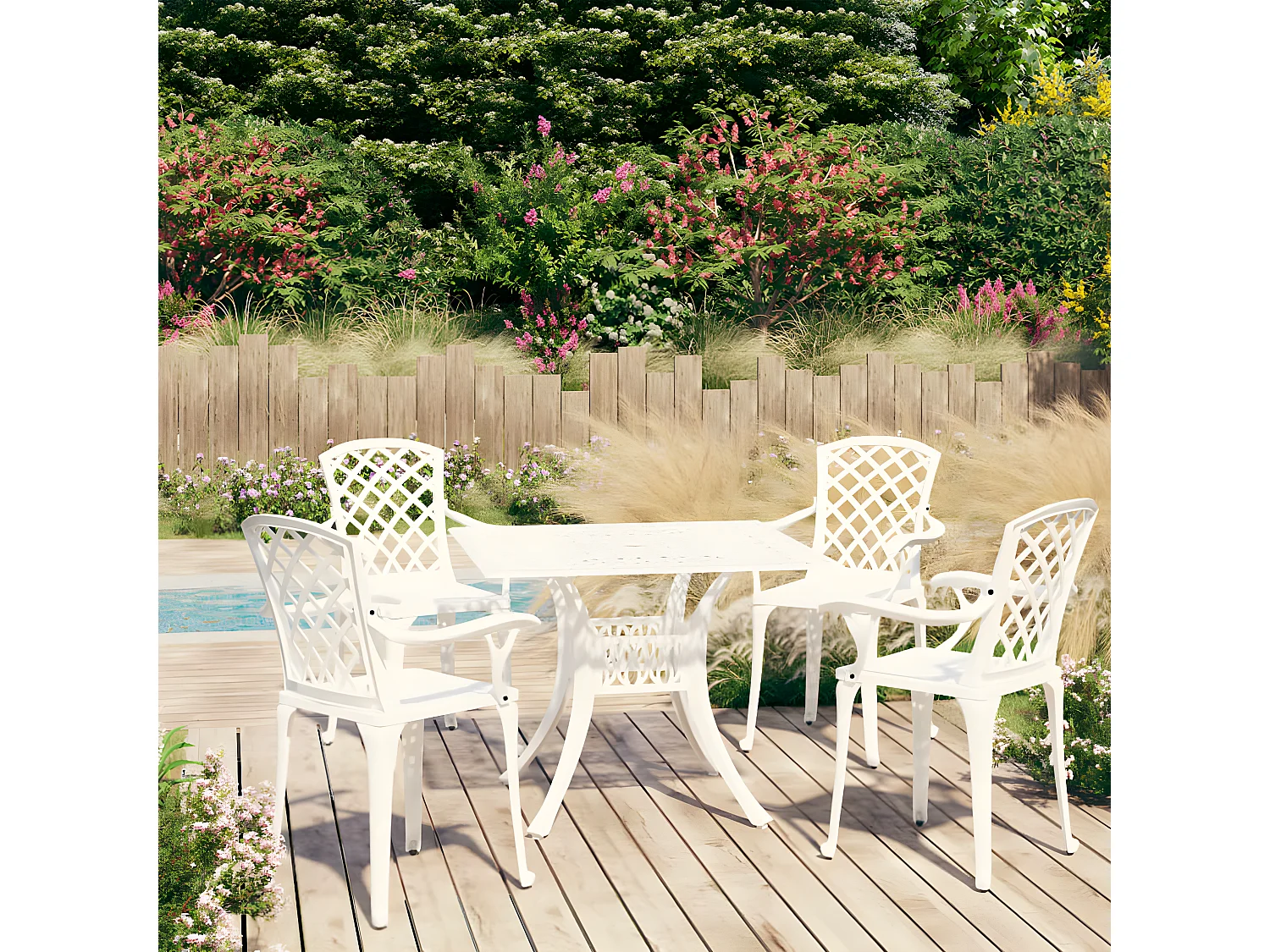 Ensemble de bistro 5 pcs Aluminium coulé Blanc 4