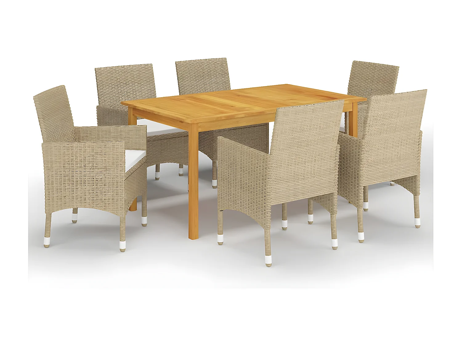 Ensemble de salle à manger de jardin 7 pcs Beige