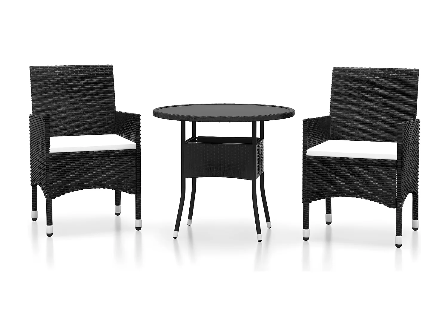 Mobilier à dîner de jardin 3 pcs Résine tressée Noir 2