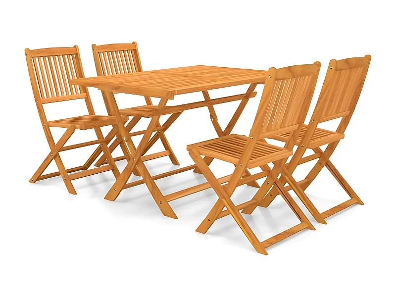 Mobilier à dîner de jardin pliable 5 pcs Bois d'acacia solide