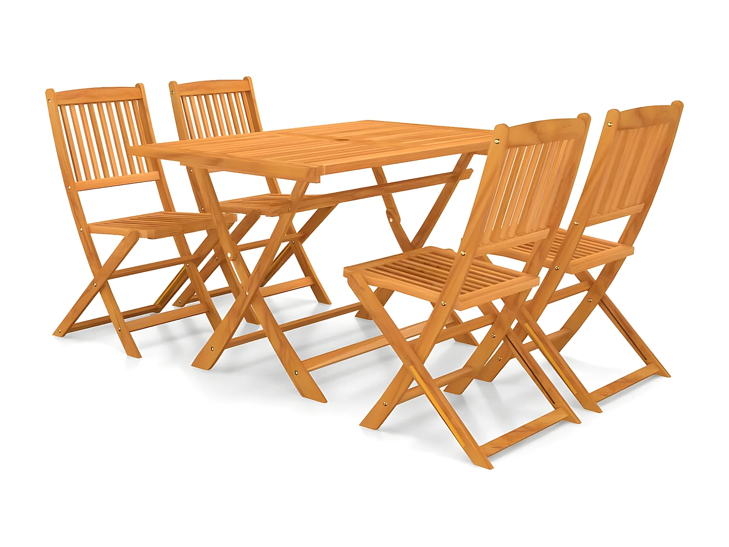 Mobilier à dîner de jardin pliable 5 pcs Bois d'acacia solide