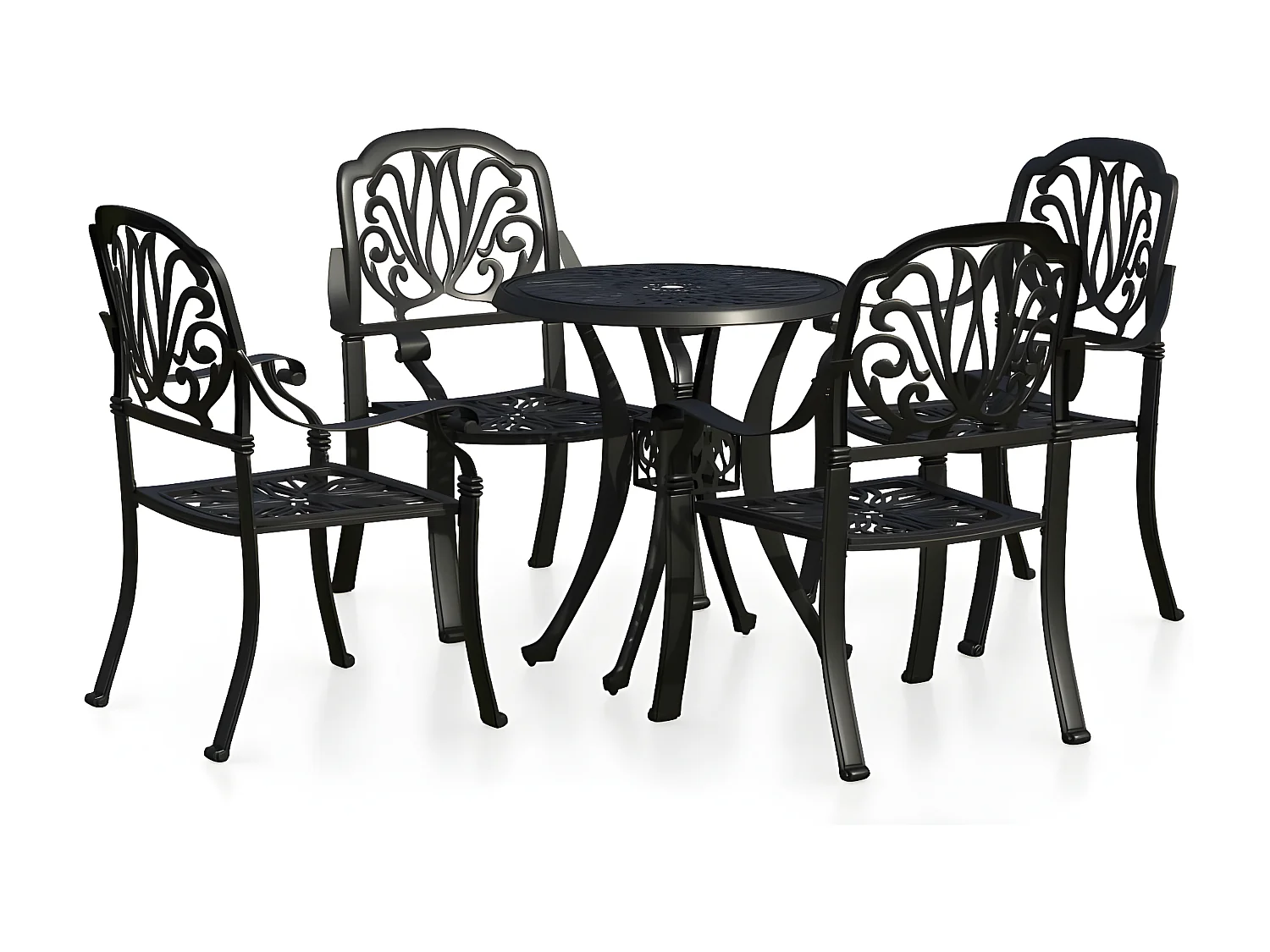 Ensemble de bistro 5 pcs Aluminium coulé Noir 6
