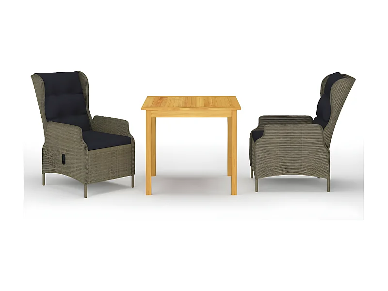 Ensemble de salle à manger de jardin 3 pcs Marron 12