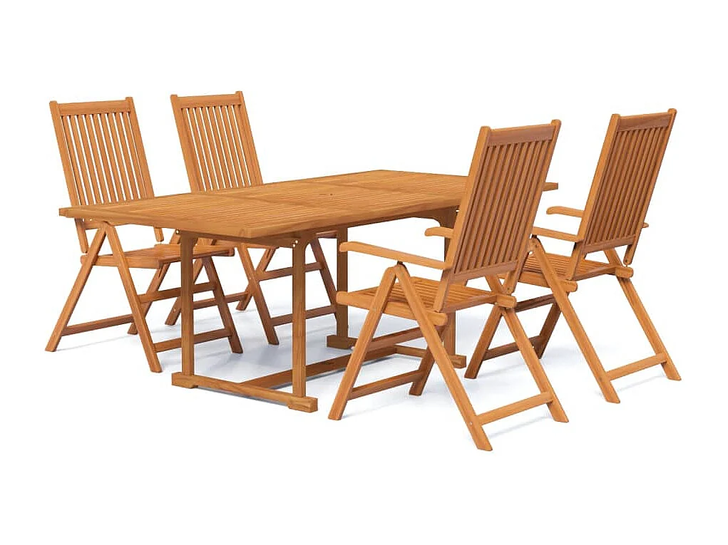 Ensemble de salle à manger de jardin 5 pcs Bois d'acacia massif 3