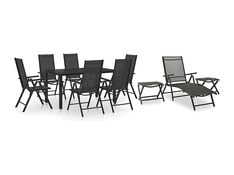 Ensemble de salle à manger de jardin 10 pcs Noir et anthracite