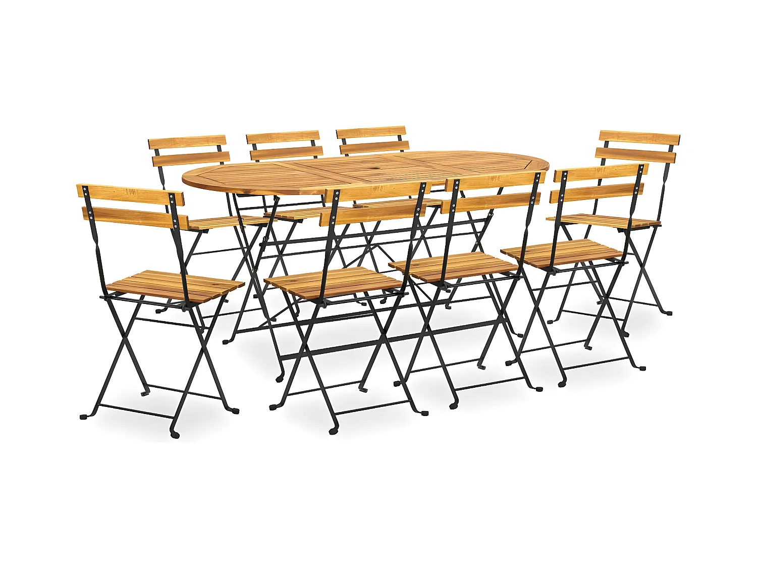 Mobilier à dîner d'extérieur pliable 9 pcs Bois d'acacia solide