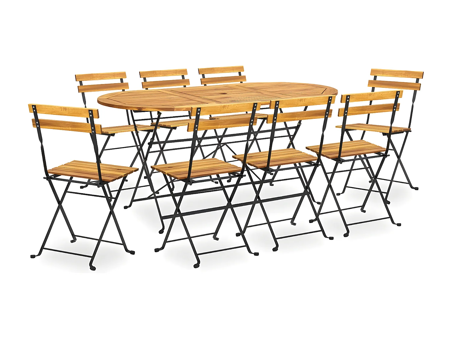 Mobilier à dîner d'extérieur pliable 9 pcs Bois d'acacia solide