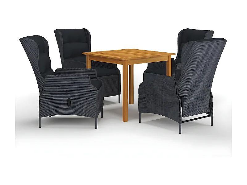 Ensemble de salle à manger de jardin 5 pcs Gris foncé 15