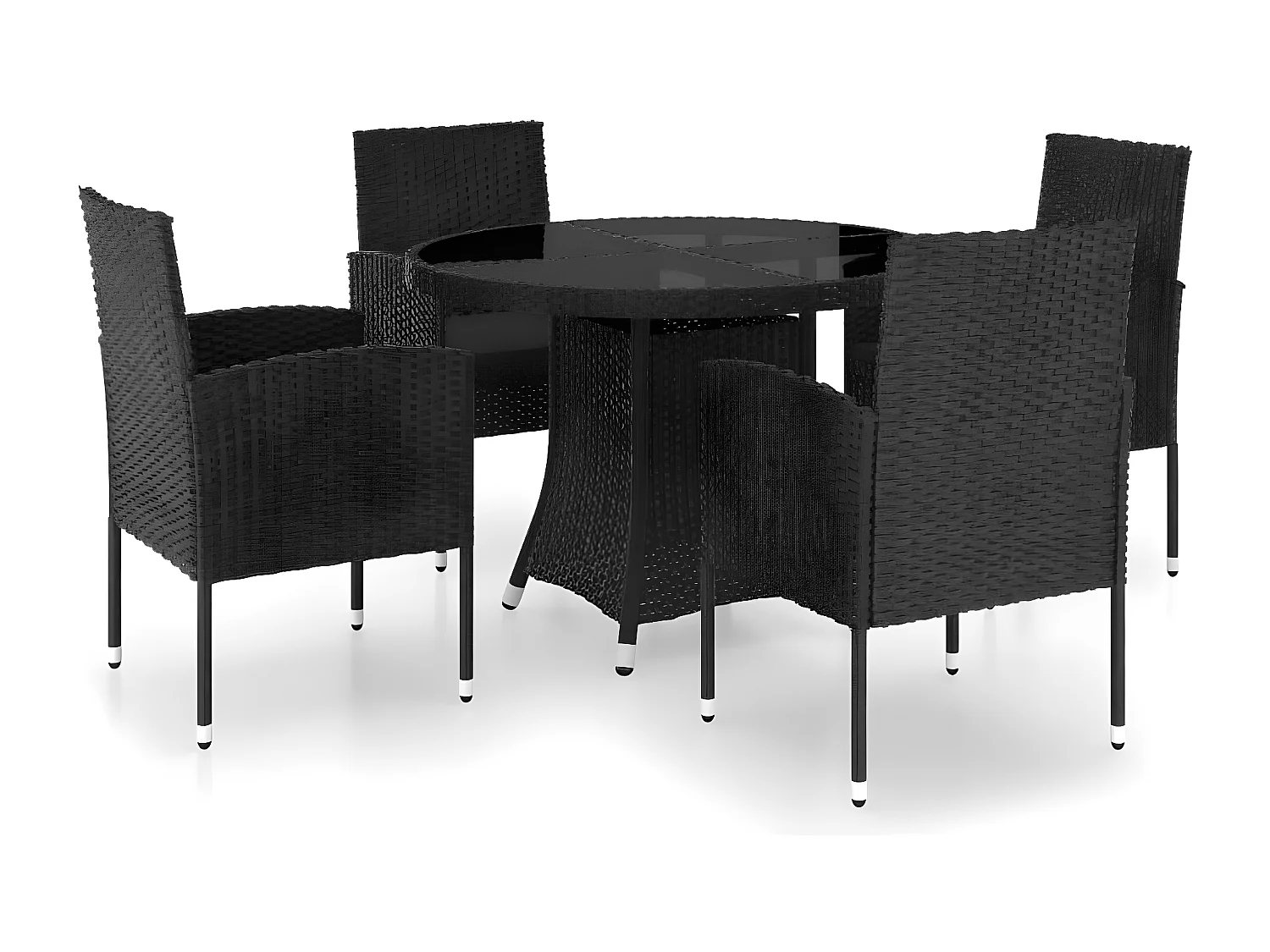 Ensemble à dîner de jardin 5 pcs Résine tressée Noir 4