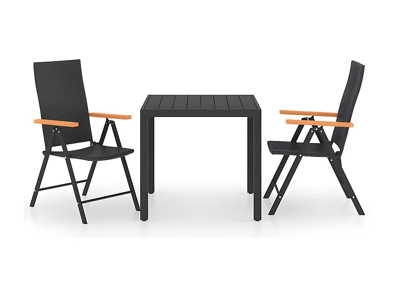 Ensemble de salle à manger de jardin 3 pcs Noir et marron 5
