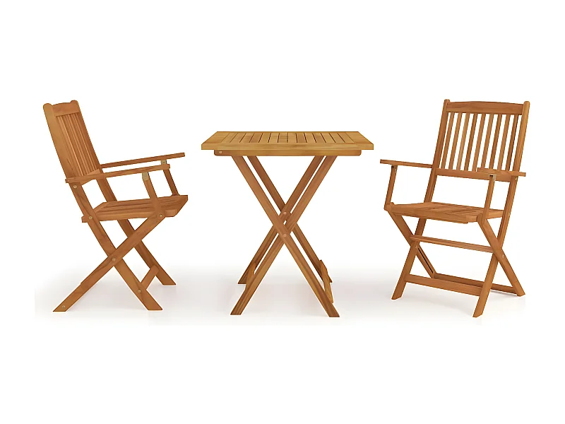 Mobilier à dîner de jardin pliable 3 pcs Bois d'acacia solide