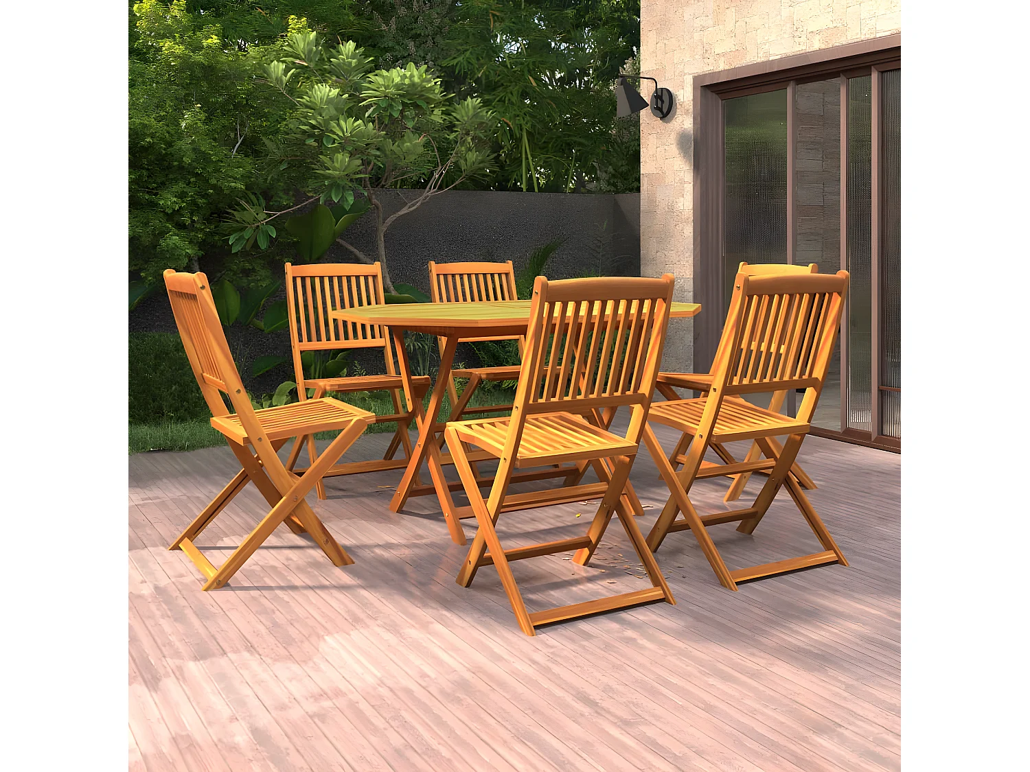 Ensemble de salle à manger de jardin 7 pcs Bois d'acacia massif 5