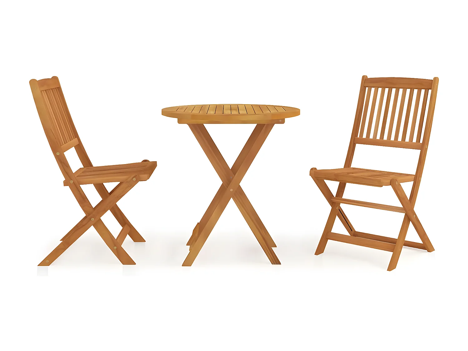 Mobilier à dîner de jardin pliable 3 pcs Bois d'acacia solide 3