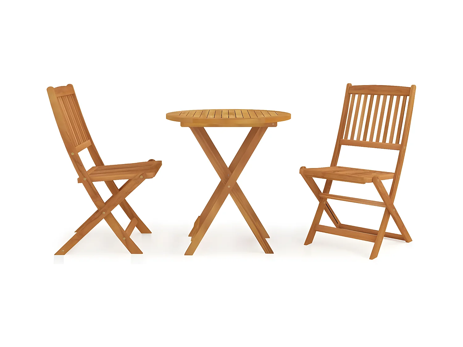 Mobilier à dîner de jardin pliable 3 pcs Bois d'acacia solide 3