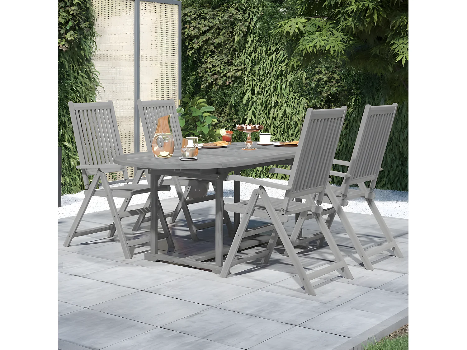 Ensemble de salle à manger de jardin 5 pcs Bois d'acacia massif 6