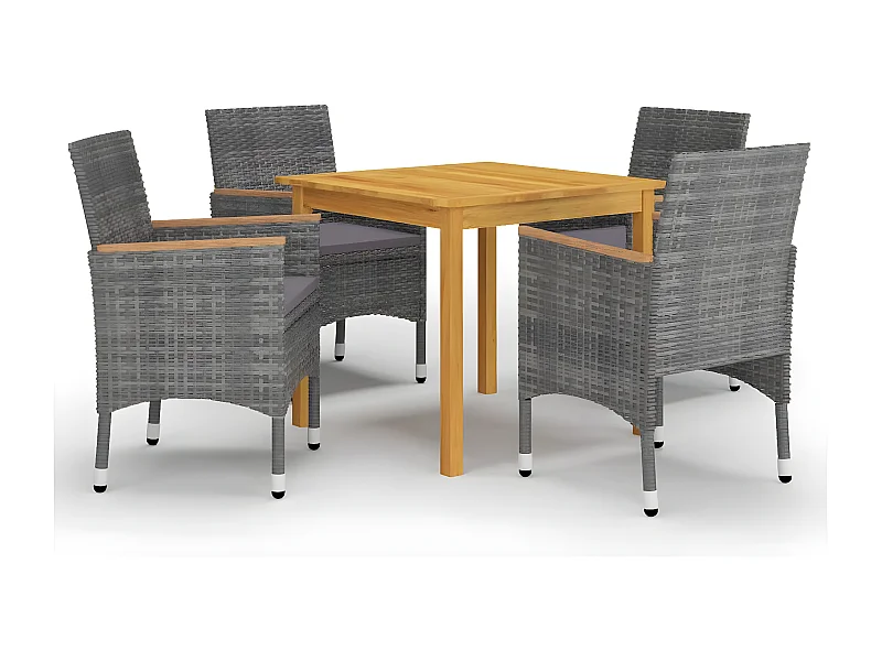 Ensemble de salle à manger de jardin 5 pcs Gris 29