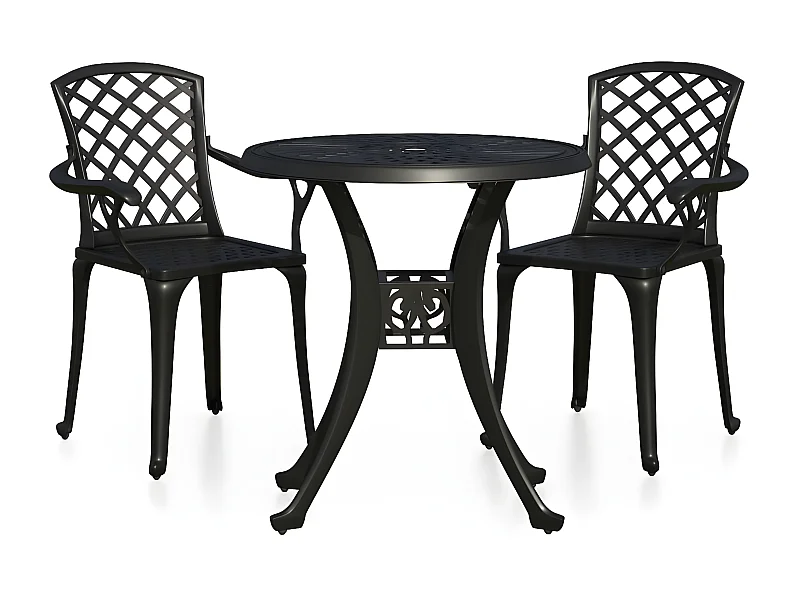 Ensemble de bistro 3 pcs Aluminium coulé Noir 10