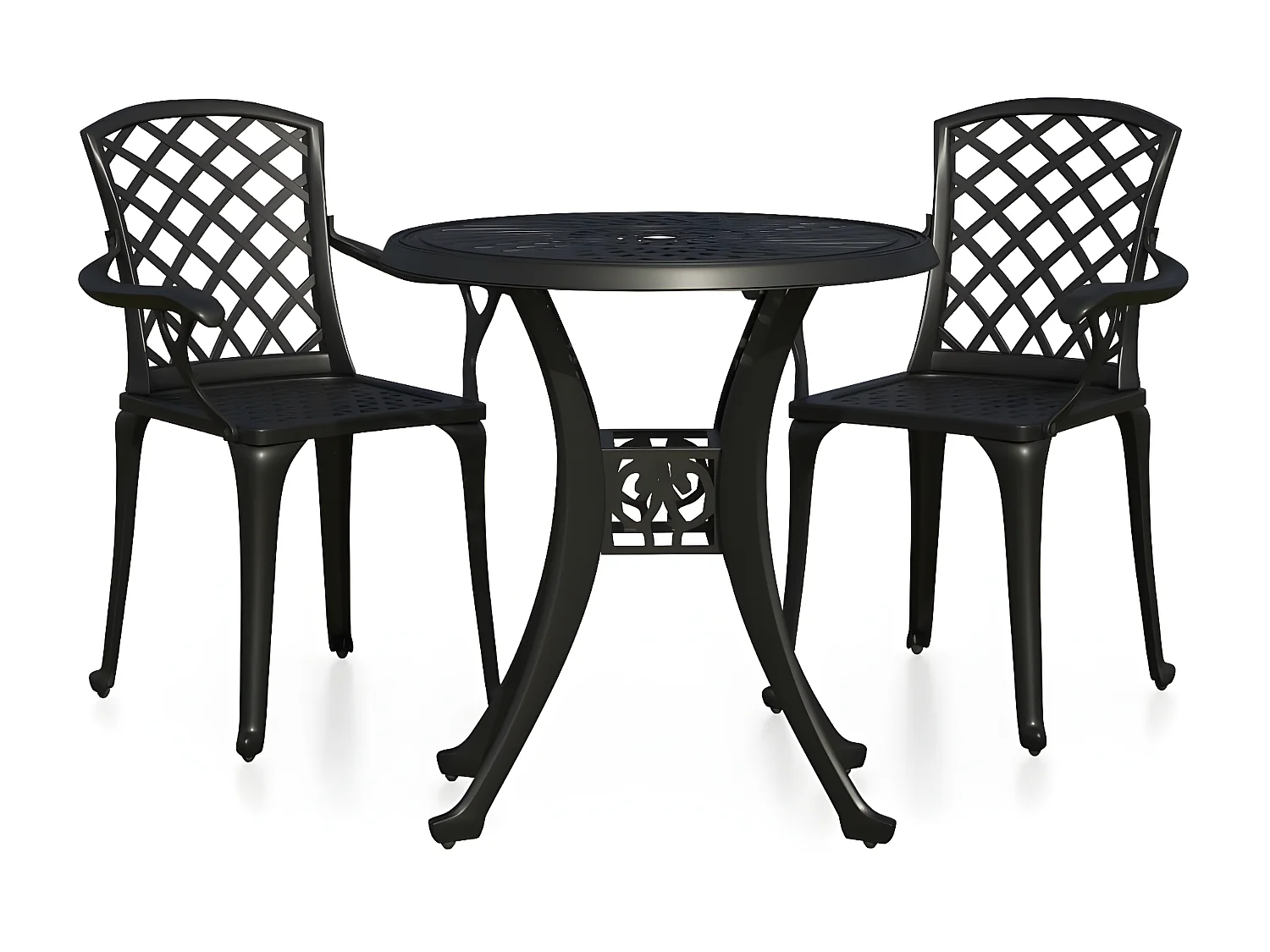 Ensemble de bistro 3 pcs Aluminium coulé Noir 10