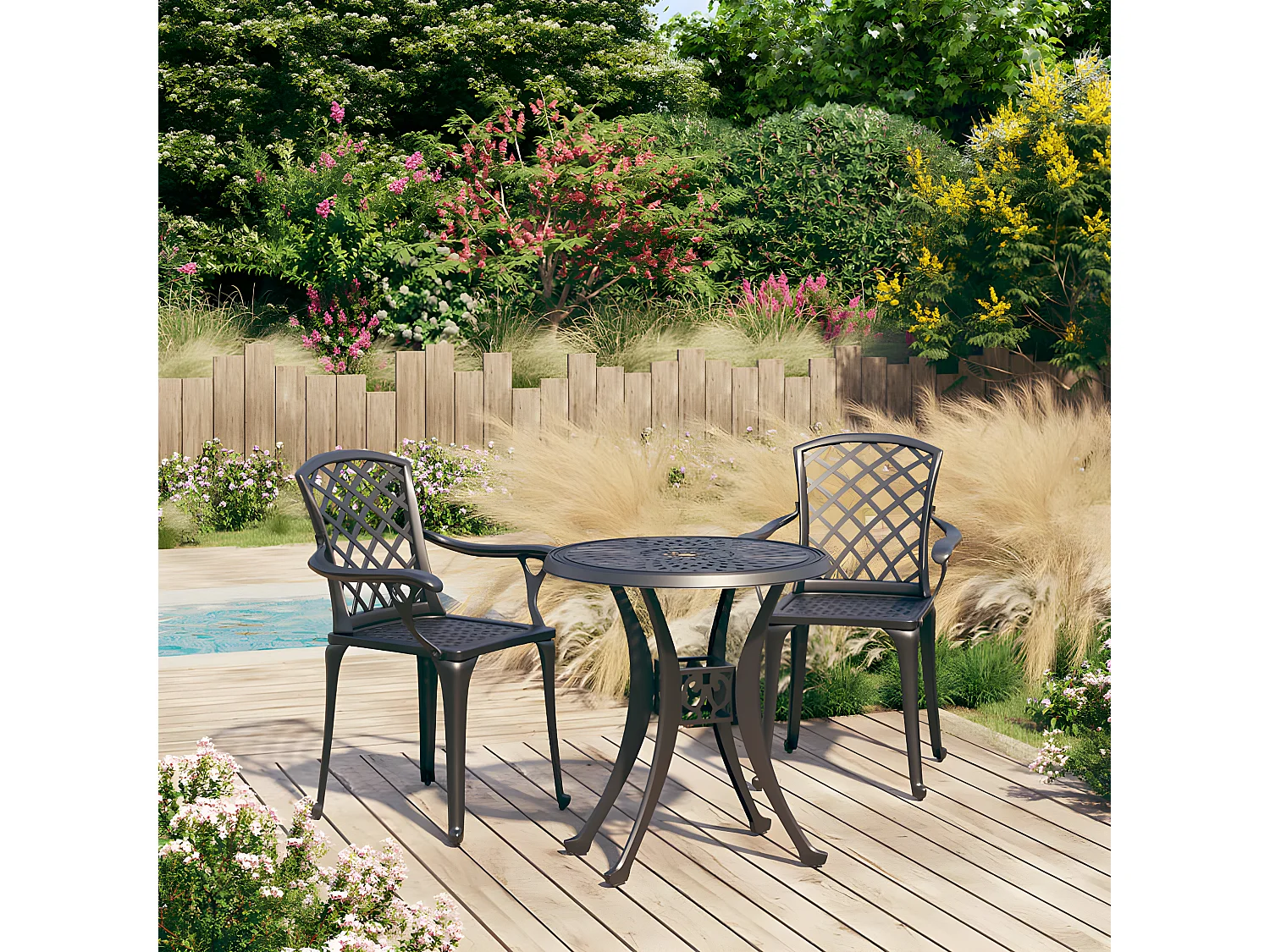 Ensemble de bistro 3 pcs Aluminium coulé Noir 10