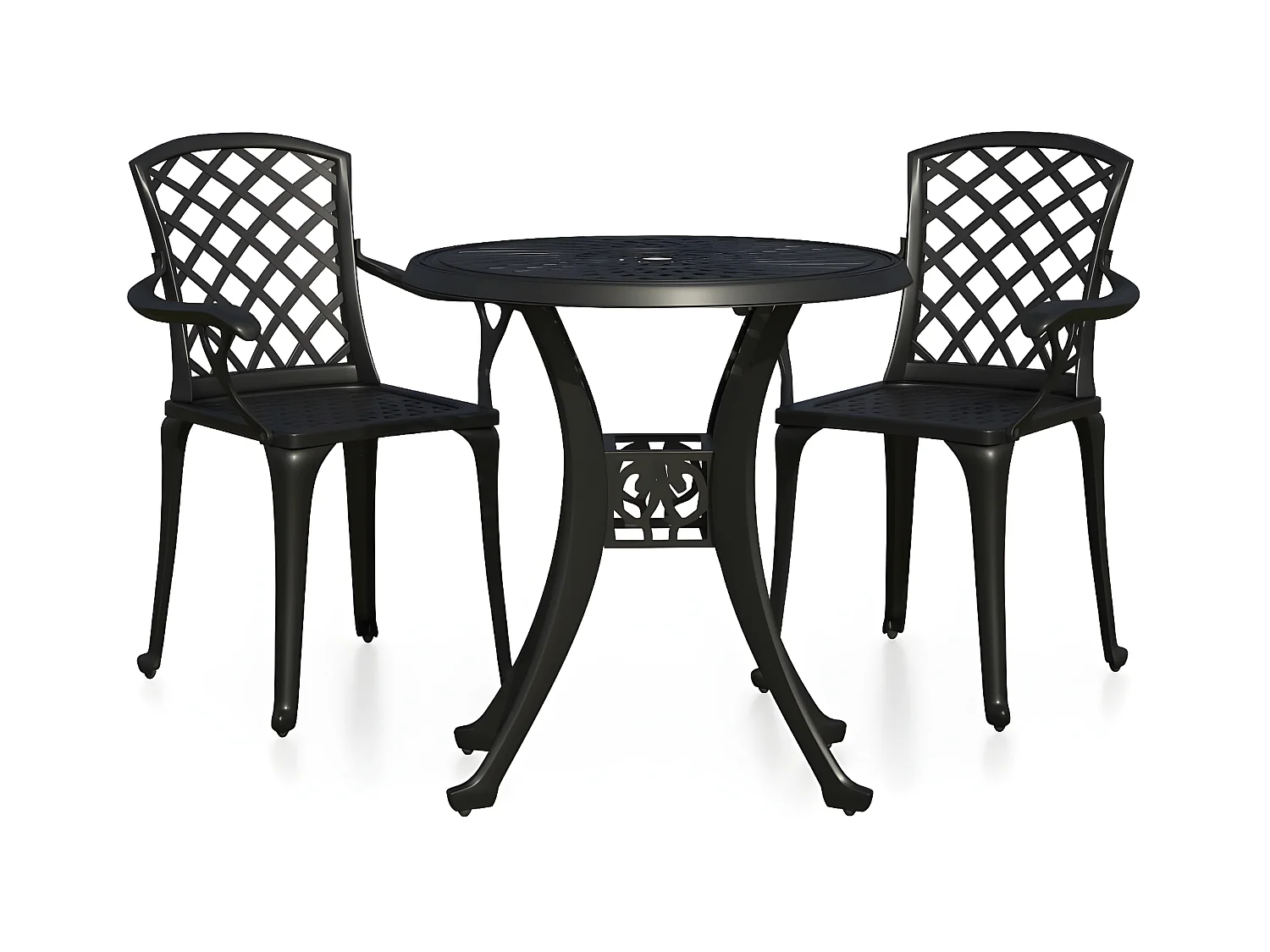 Ensemble de bistro 3 pcs Aluminium coulé Noir 10