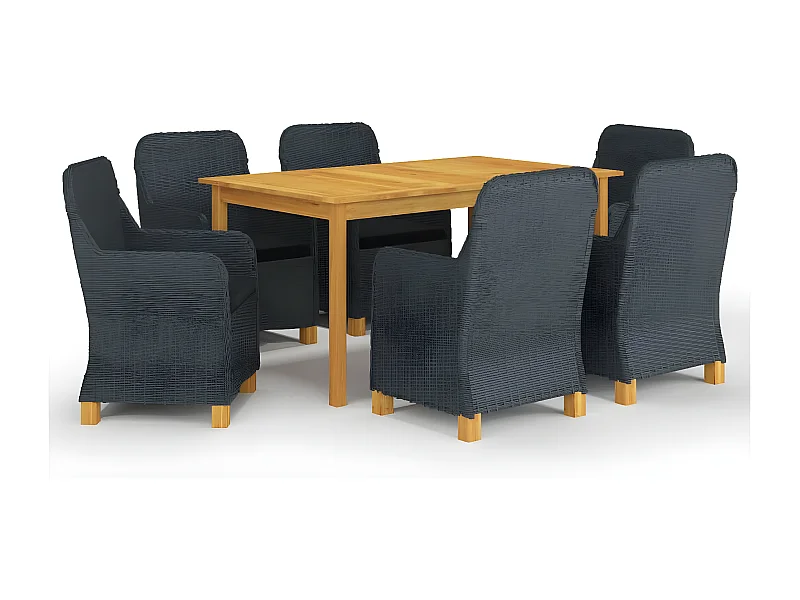 Ensemble de salle à manger de jardin 7 pcs Gris foncé 13