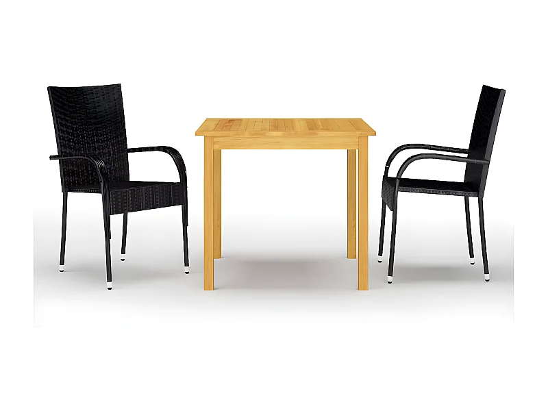 Ensemble de salle à manger de jardin 3 pcs Noir 34