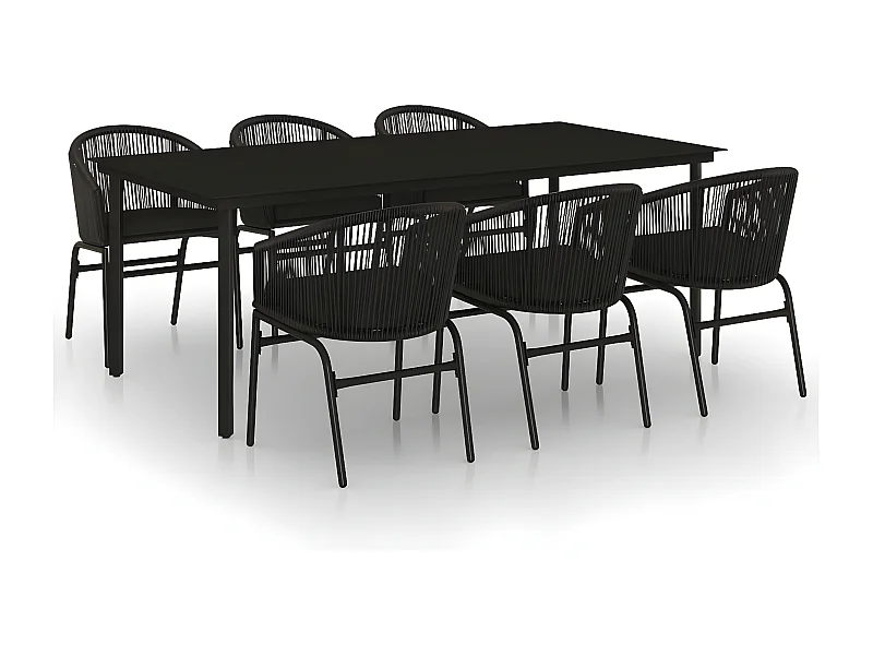 Ensemble de salle à manger de jardin 7 pcs Noir 22