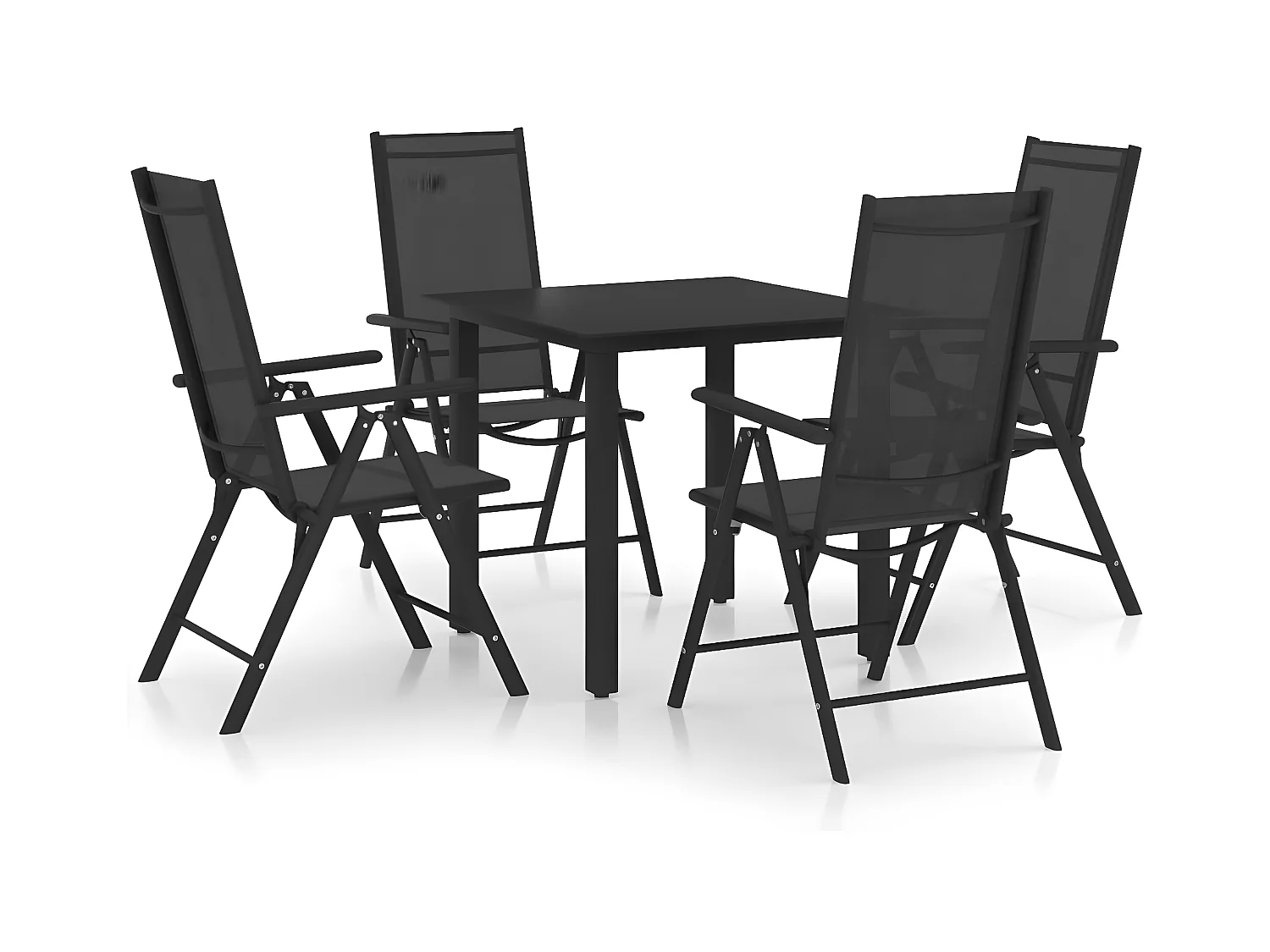Ensemble de salle à manger de jardin 5 pcs Aluminium Noir