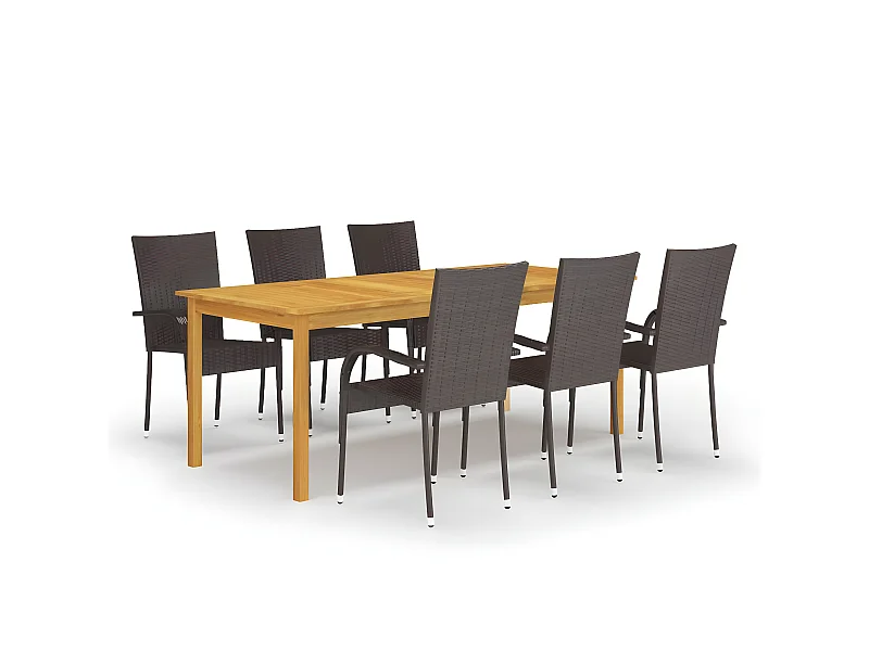 Ensemble de salle à manger de jardin 7 pcs Marron 13