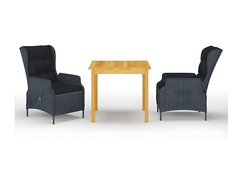 Ensemble de salle à manger de jardin 3 pcs Gris foncé 2