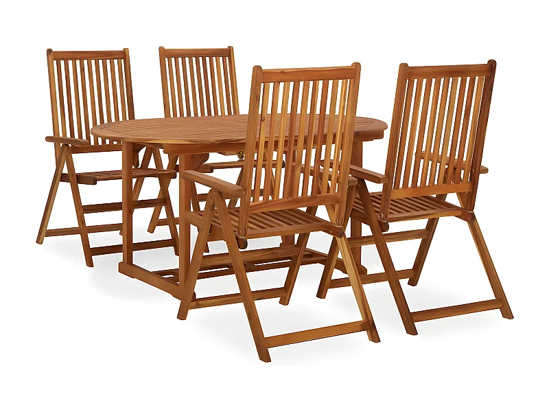 Salon de jardin 5 pcs Bois d'acacia massif 5