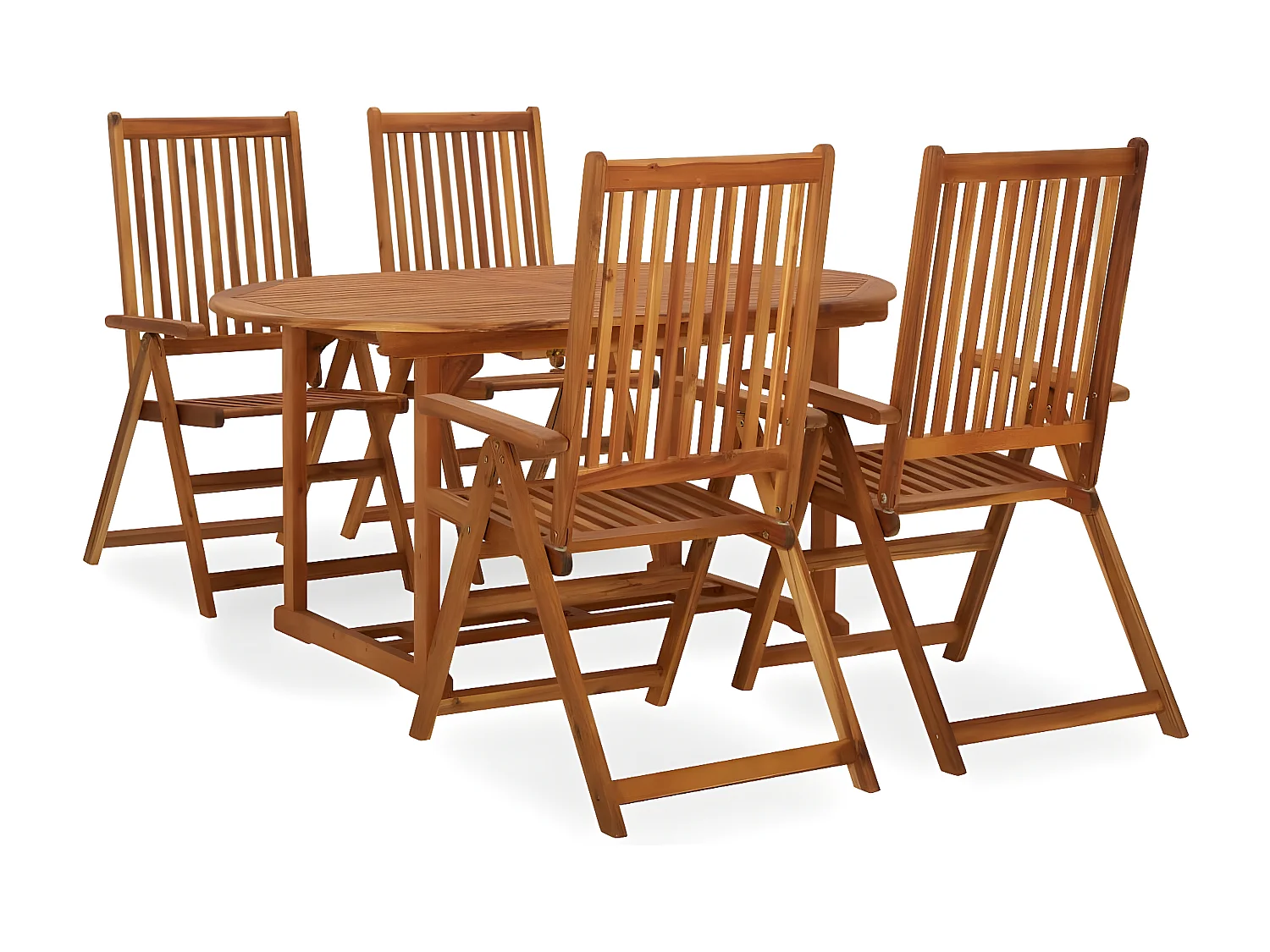 Salon de jardin 5 pcs Bois d'acacia massif 5