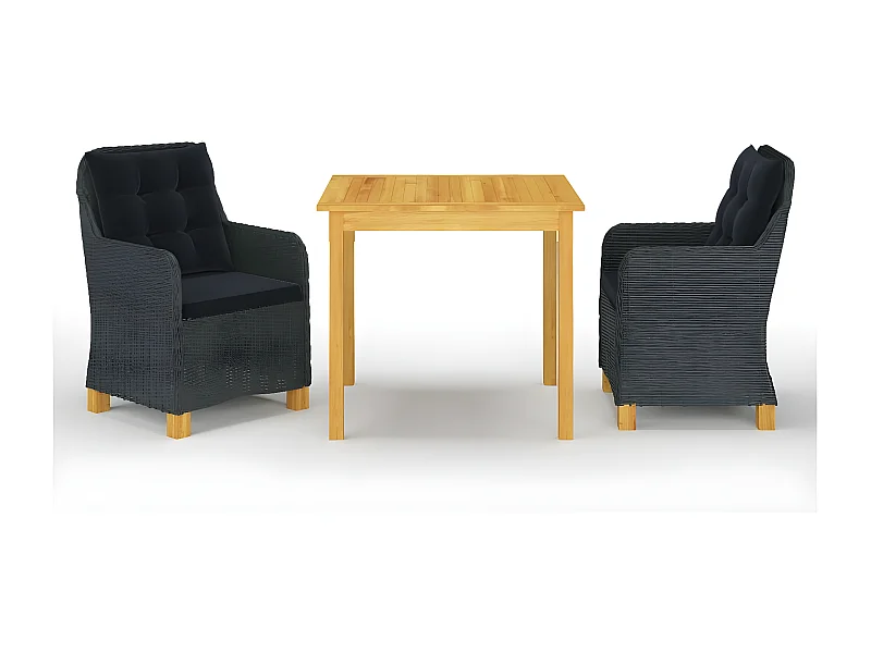 Ensemble de salle à manger de jardin 3 pcs Gris foncé 4