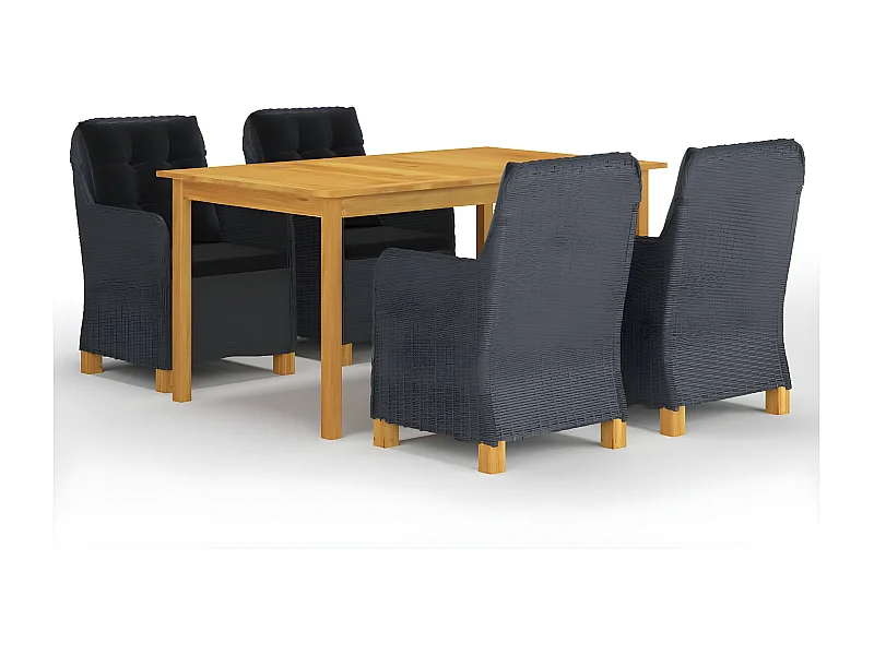 Ensemble de salle à manger de jardin 5 pcs Gris foncé 18