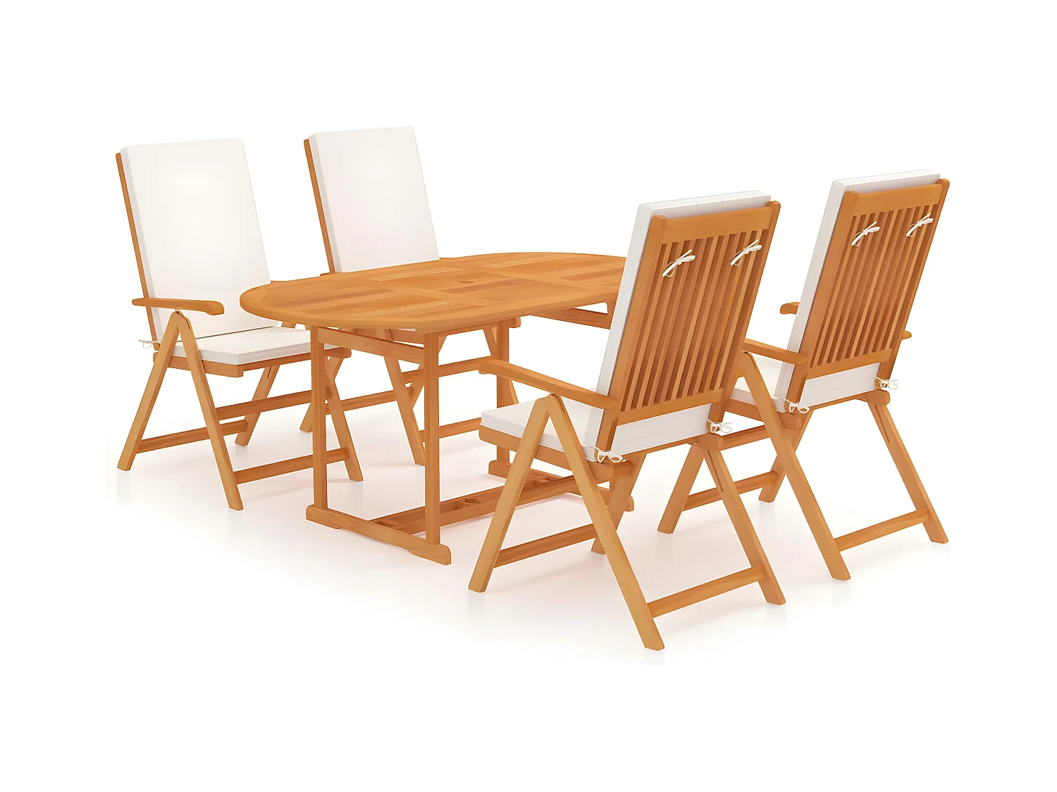 Salon de jardin 5 pcs avec coussins Bois de teck massif 2