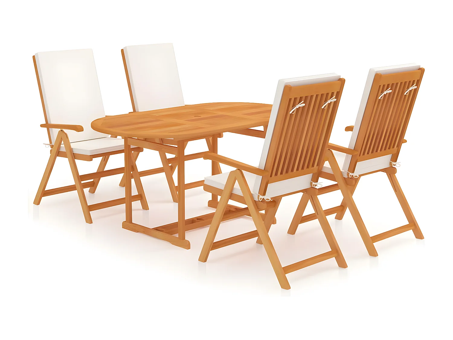 Salon de jardin 5 pcs avec coussins Bois de teck massif 2