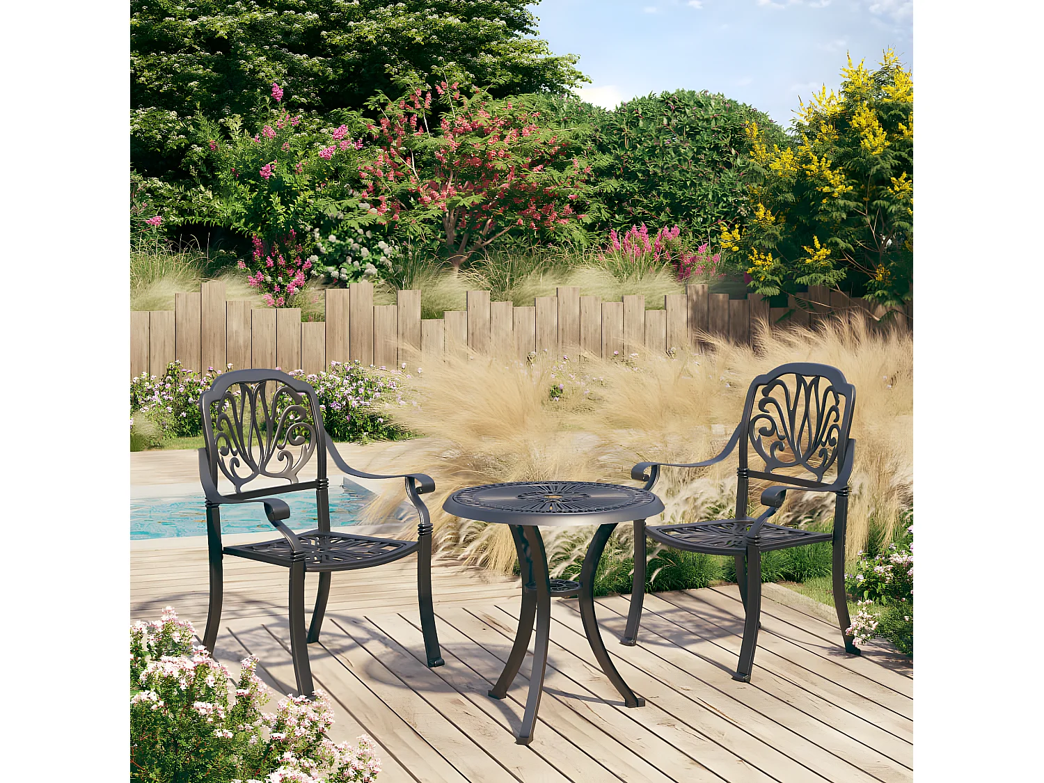 Ensemble de bistro 3 pcs Aluminium coulé Noir 9