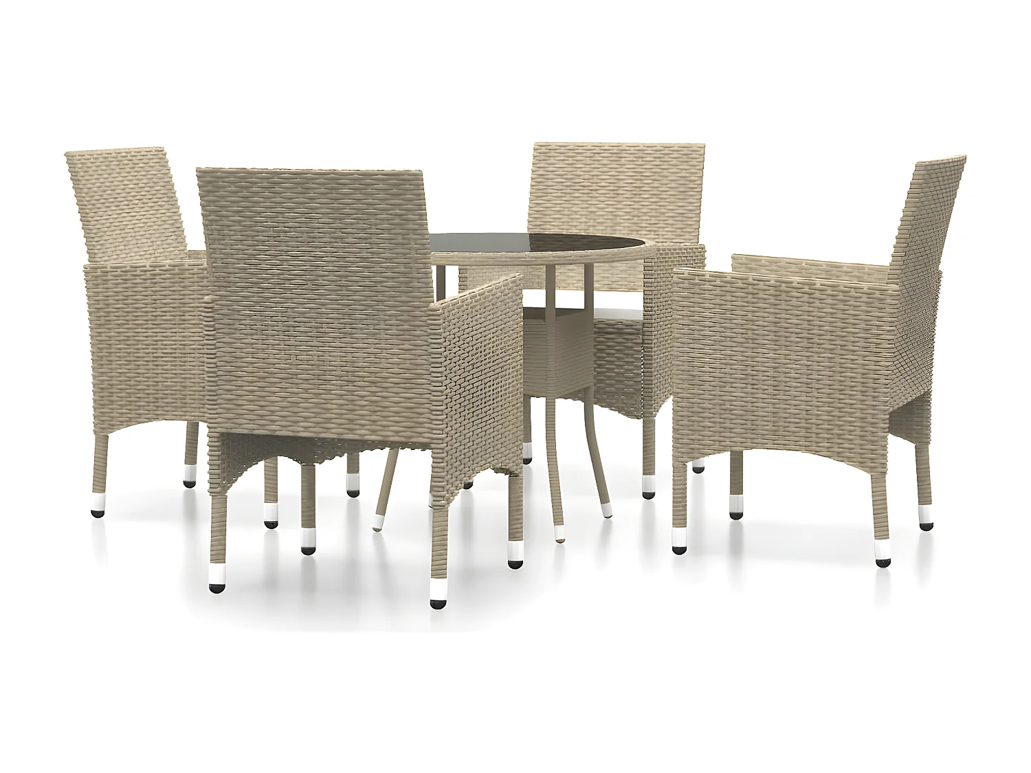 Ensemble de salle à manger de jardin 5 pcs Résine tressée Beige
