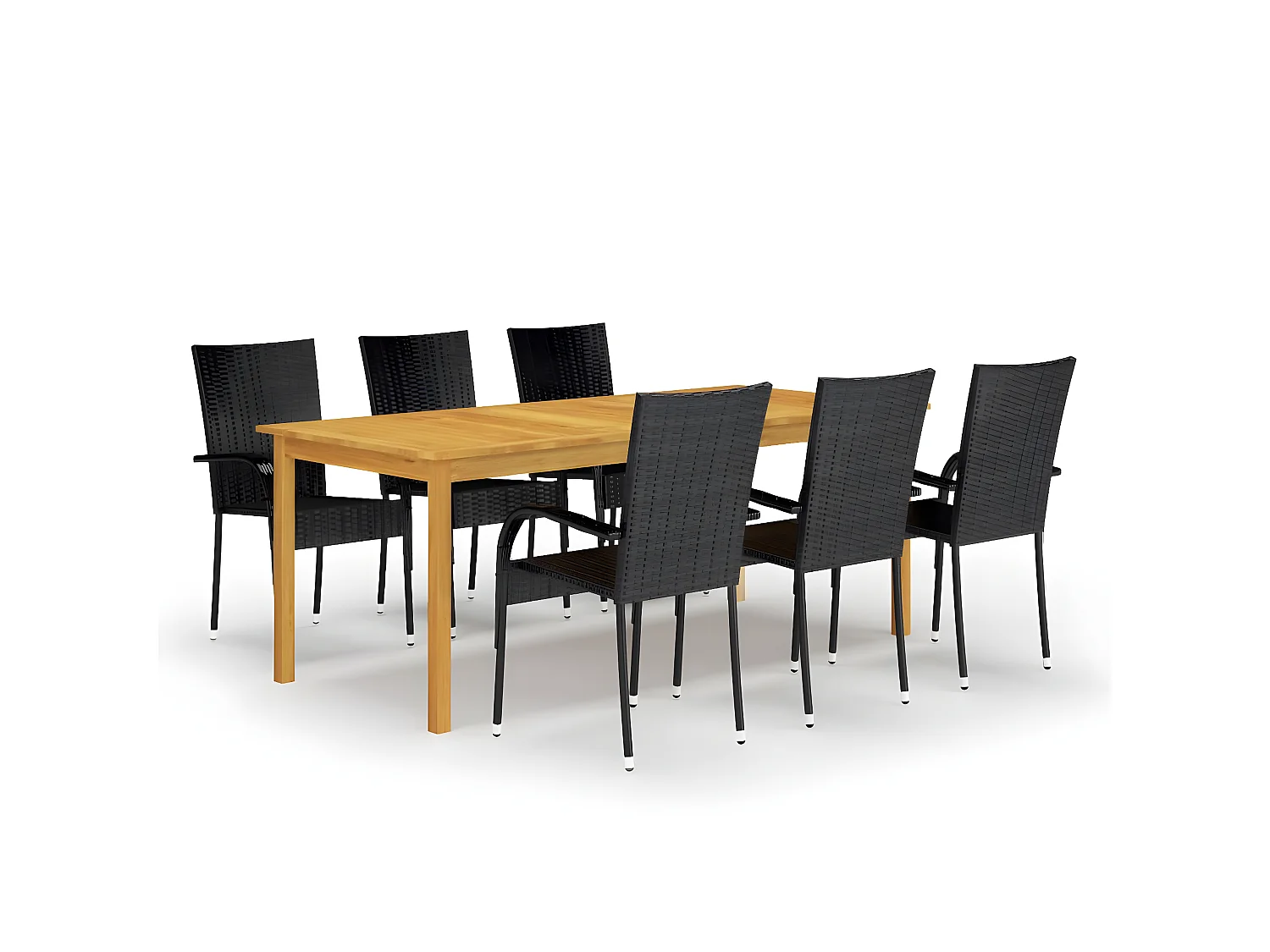 Ensemble de salle à manger de jardin 7 pcs Noir 53