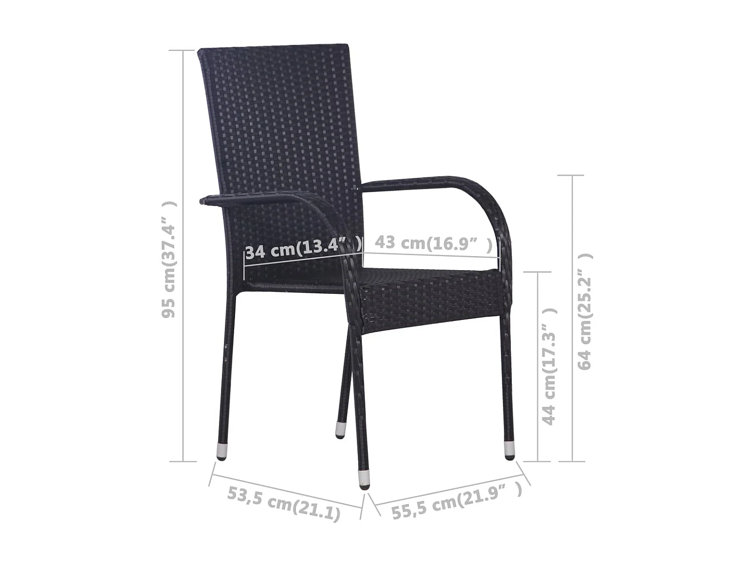 Ensemble de salle à manger de jardin 5 pcs Noir 54