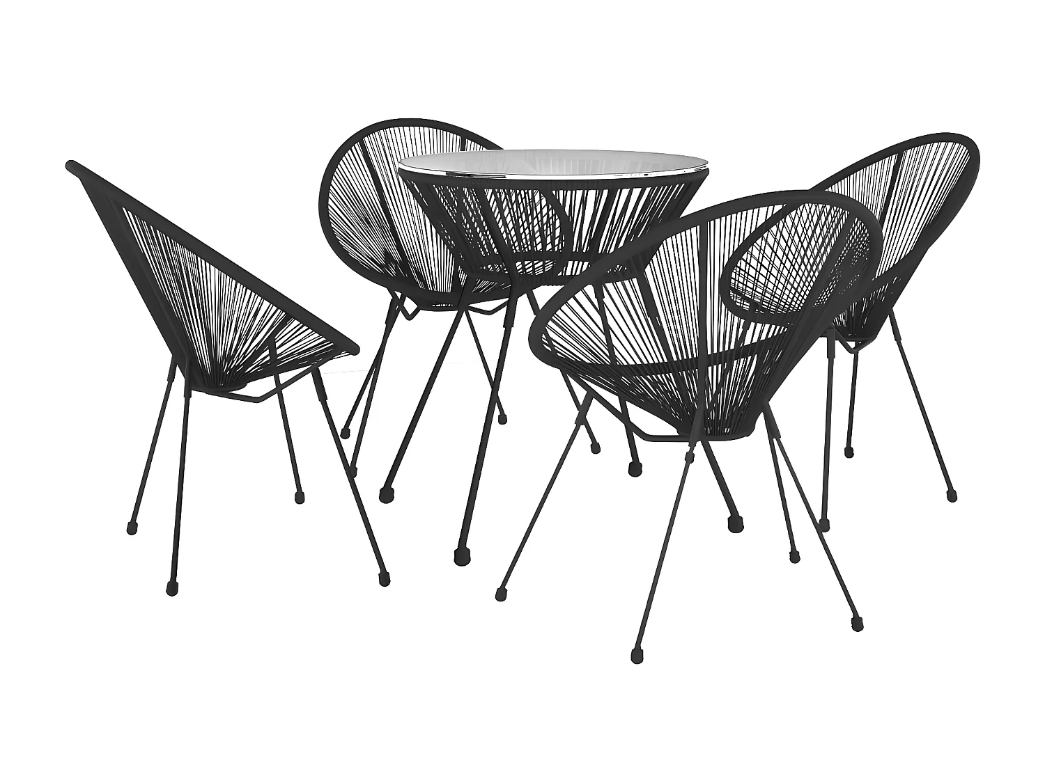 Ensemble à dîner d'extérieur 5 pcs Rotin PVC Noir