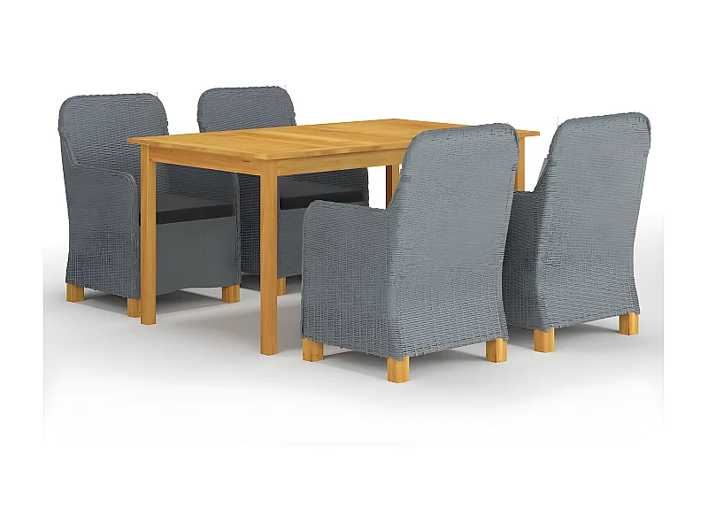 Ensemble de salle à manger de jardin 5 pcs Gris clair 6