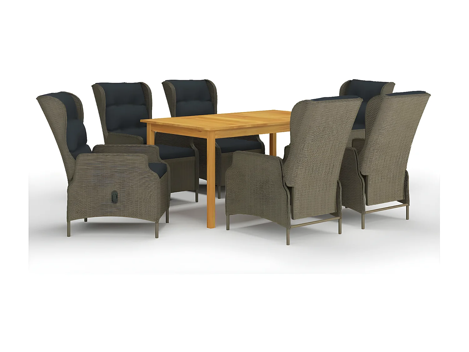 Ensemble de salle à manger de jardin 7 pcs Marron 15