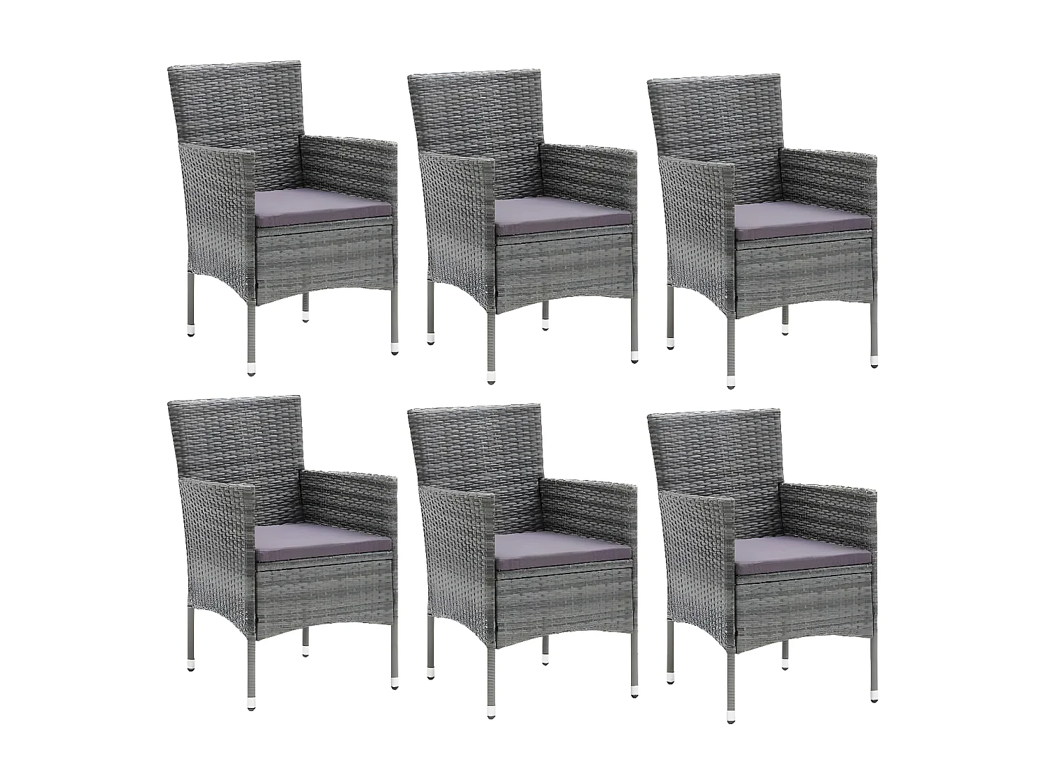Mobilier à dîner de jardin et coussins 7pcs Résine tressée Gris