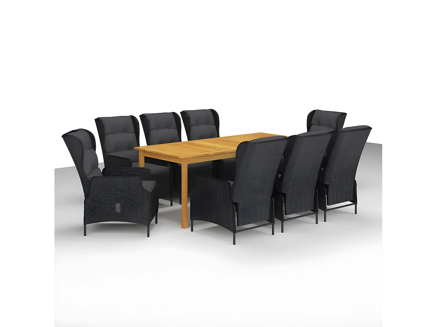 Ensemble de salle à manger de jardin 9 pcs Gris foncé 4